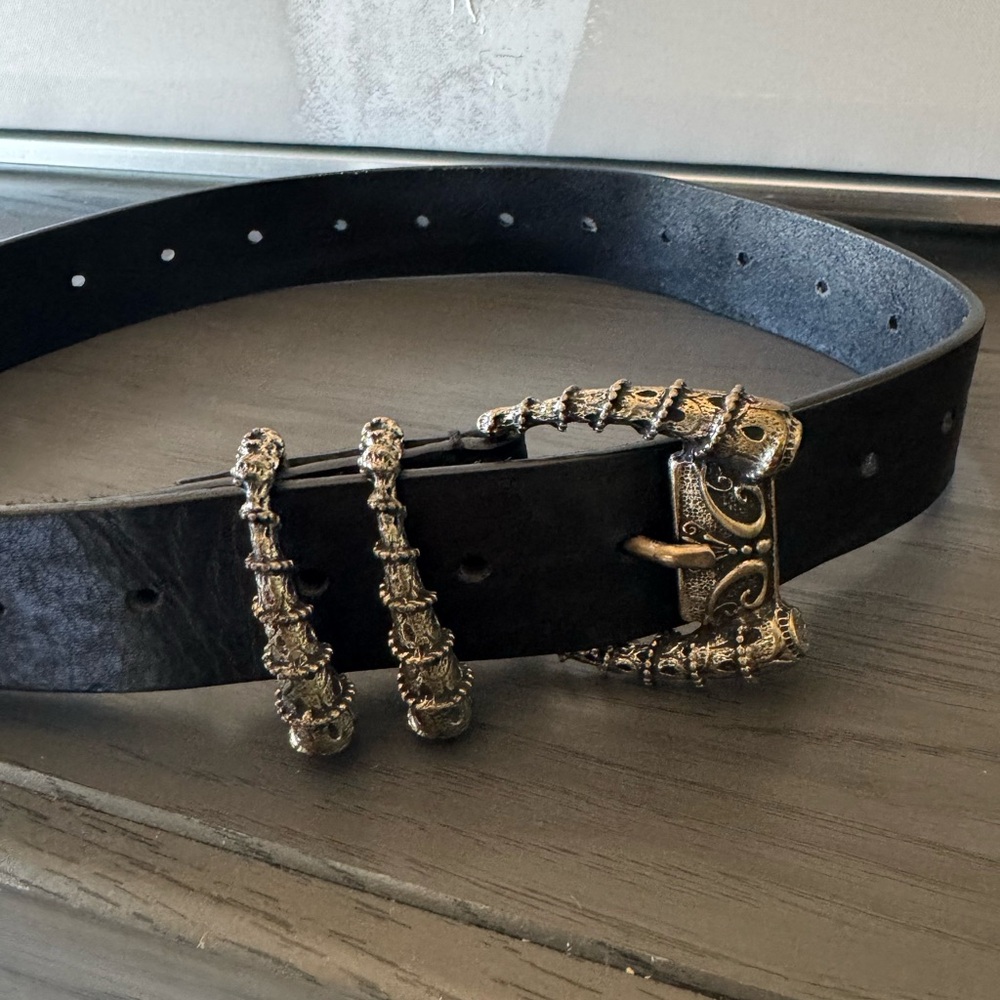 The Kooples Black Leather Belt